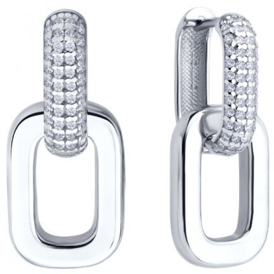 Серьги из серебра с фианитами