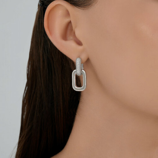 Серьги из серебра с фианитами