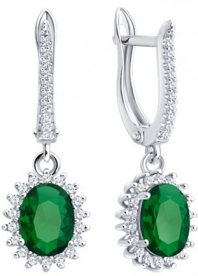 Серьги из серебра с фианитами