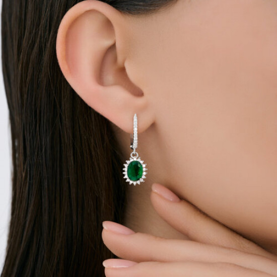 Серьги из серебра с фианитами