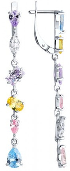 Серьги из серебра с фианитами