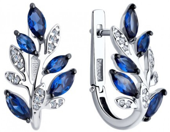 Серьги из серебра с фианитами