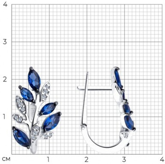 Серьги из серебра с фианитами