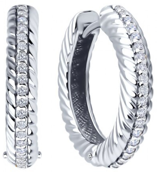 Серьги из серебра с фианитами