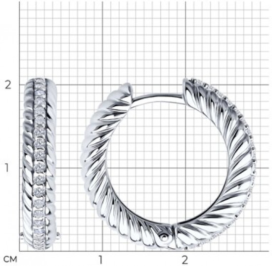 Серьги из серебра с фианитами