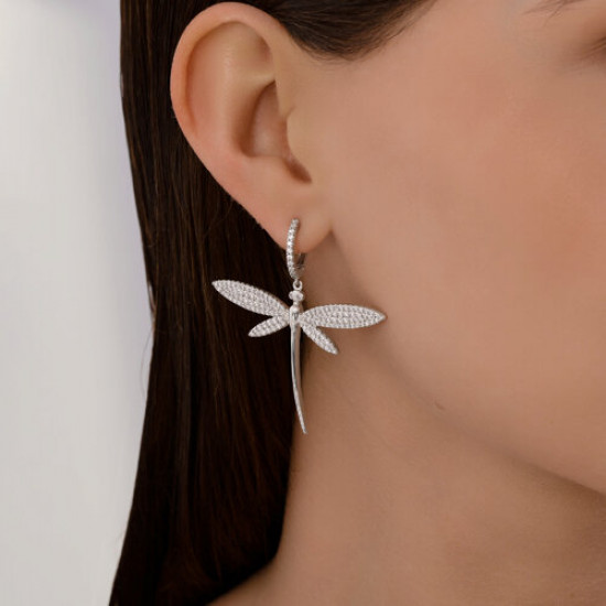 Серьги из серебра с фианитами