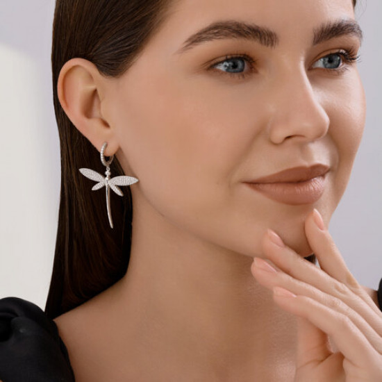 Серьги из серебра с фианитами