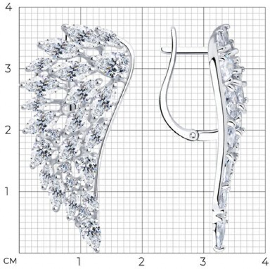 Серьги из серебра с фианитами