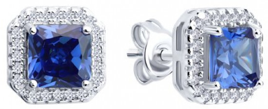 Серьги из серебра с фианитами
