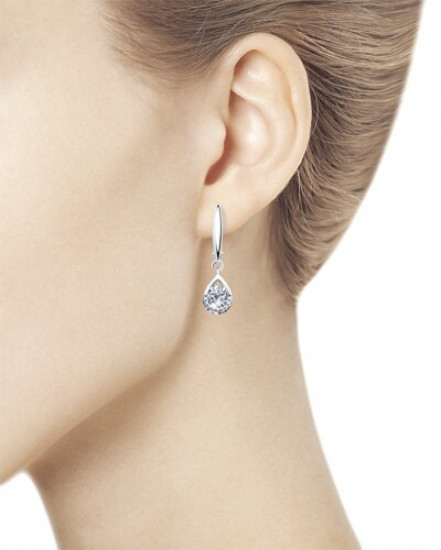Серьги из серебра с фианитами