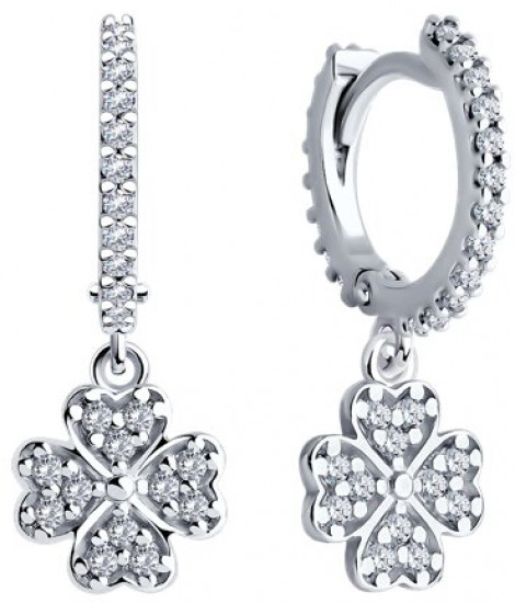 Серьги из серебра с фианитами