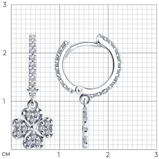 Серьги из серебра с фианитами