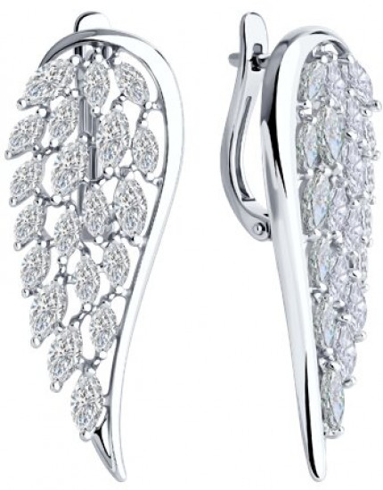 Серьги из серебра с фианитами