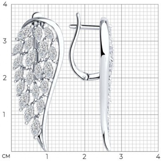 Серьги из серебра с фианитами