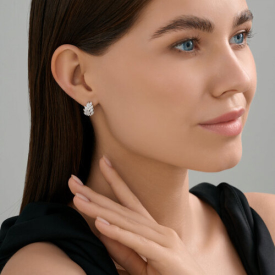 Серьги из серебра с фианитами