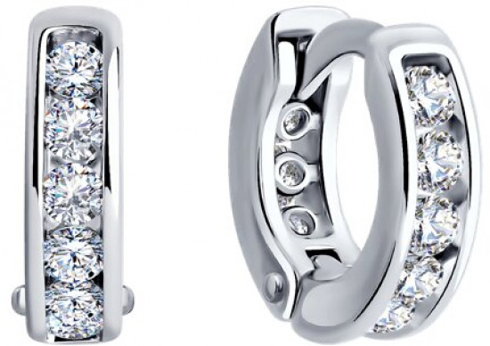 Серьги из серебра с фианитами