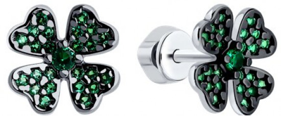 Серьги из серебра с фианитами