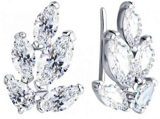 Серьги из серебра с фианитами