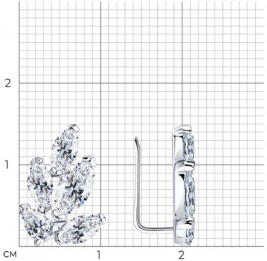 Серьги из серебра с фианитами
