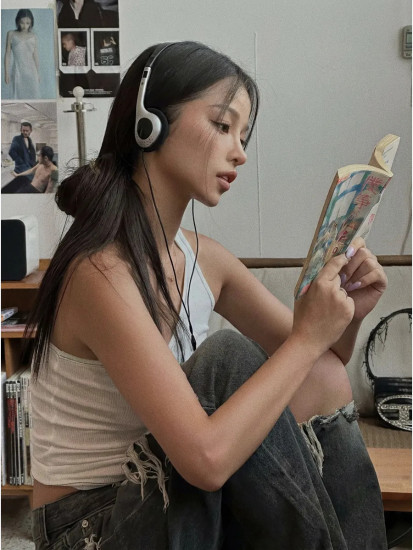 Наушники легкие проводные ретро mp3 90-е с y2k