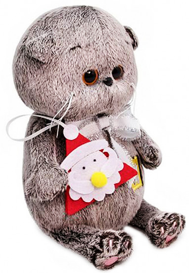 Игрушка мягкая «Кот Басик Baby с игрушкой Дед Мороз»