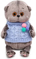 Игрушка мягкая «Кот Басик Baby в вязаном жилете с помпонами» - Фото 1