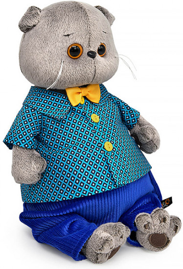 Игрушка мягкая «Кот Басик в рубашке с ромбами и брюках»