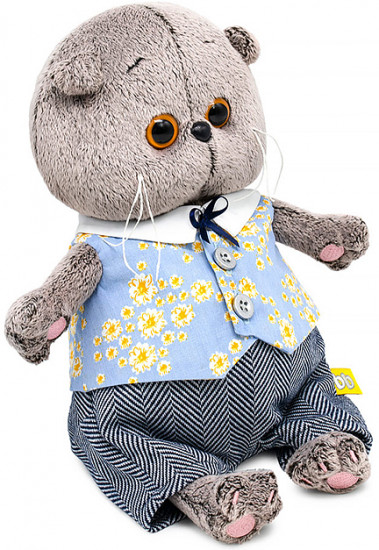 Игрушка мягкая «Кот Басик Baby в жилете в цветочек и брючках»