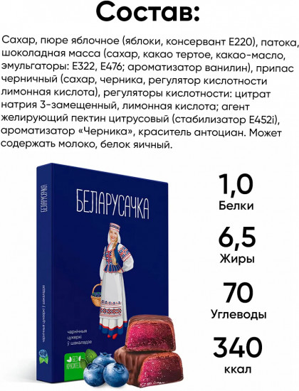 Конфеты в шоколадной глазури с желе «Черничные»
