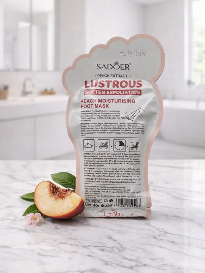 Питательная маска пилинг носочки «Peach Extract Lustrous Soften Exfoliation Foot Mask»