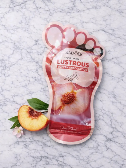 Питательная маска пилинг носочки «Peach Extract Lustrous Soften Exfoliation Foot Mask»