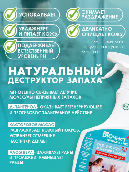 Антизапах Мед Спрей лосьон для тела по уходу за лежачими больными, от пролежней, запаха мочи и пота