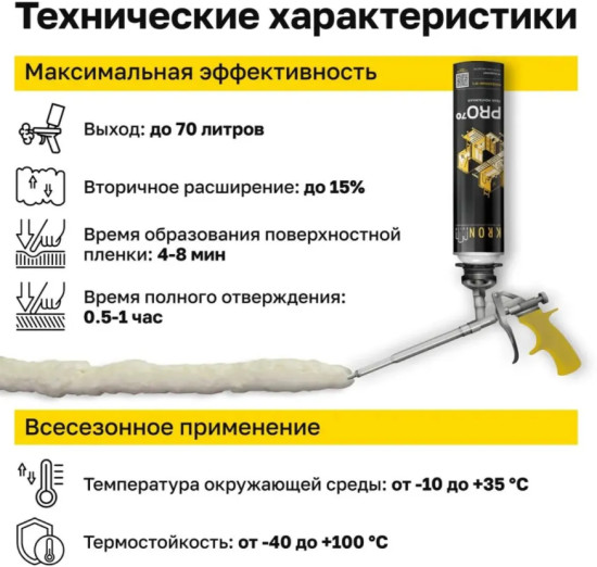 Пена монтажная профессиональная всесезонная «PRO 70»