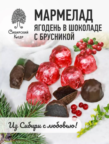 Мармелад с облепихой, брусникой, черноплодной рябиной в шоколадной глазури