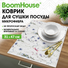 Коврик для сушки посуды из микрофибры, 31х47 см, «Луговые цветы», 440 г/м2, (БУМХАУС), 701156 - Фото 8