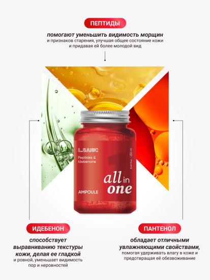 Сыворотка для лица антивозрастная с пептидами и идебеноном «Peptides & Idebenone»