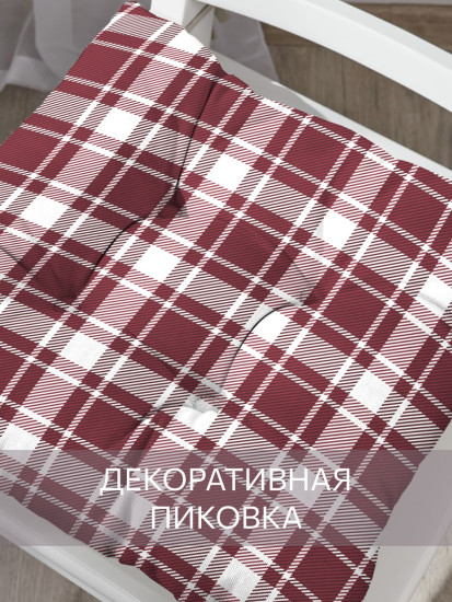 Комплект подушек на стул высоких с завязками «Клетка бордо»