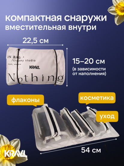 Дорожная косметичка-трансформер 4 в 1, бежевый полиэстер, плащевка 15x22.5 см