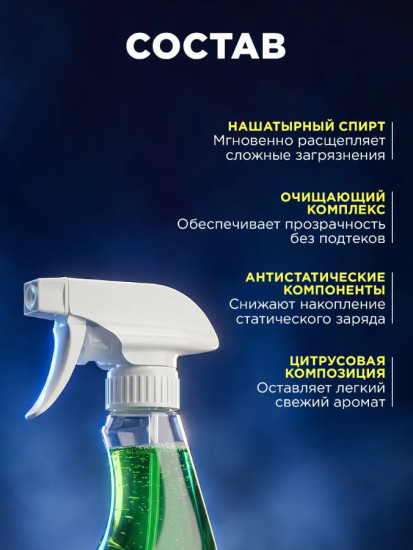 Средство для очистки стекол и зеркал с нашатырным спиртом