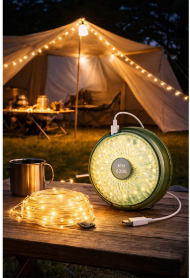 Туристический фонарь-гирлянда 8 м с аккумулятором и зарядкой Type-C