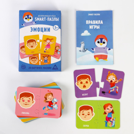 Настольная игра пазлы. Эмоции, 20 карточек, 3+