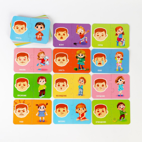 Настольная игра пазлы. Эмоции, 20 карточек, 3+