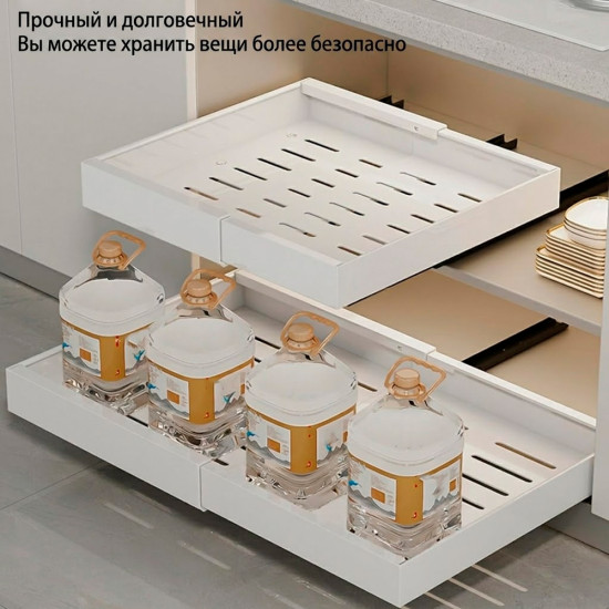 Полка-трансформер выдвижная для кухни белая