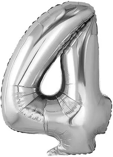 Воздушный шар «фольгированный Цифра 4 40" Silver»