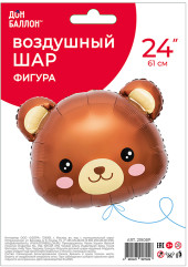 Воздушный шар «Фигура Голова Милый медведь в уп» - Фото 1