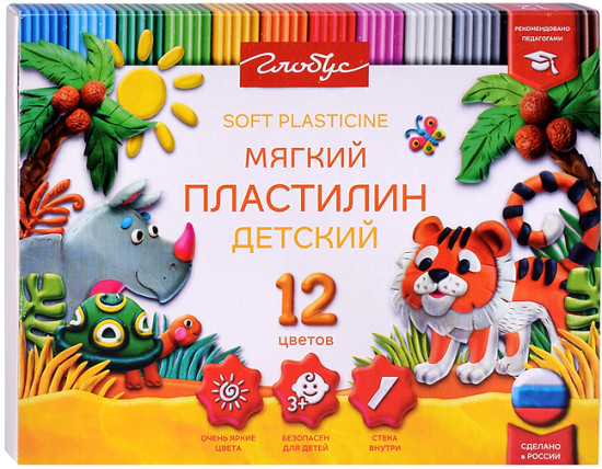 Пластилин детский повышенной мягкости 12 цв
