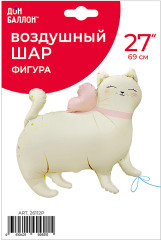 Воздушный шар Фигура Кошечка с бантом Сатин . в уп - Фото 1