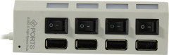 USB 2.0 хаб с выключателями, 4 порта, Суперэконом, белый - Фото 2