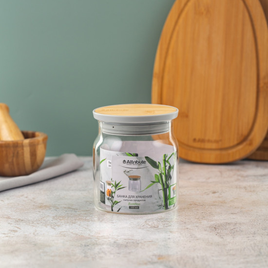 Банка из боросиликатного стекла для хранения сыпучих продуктов Bamboo
