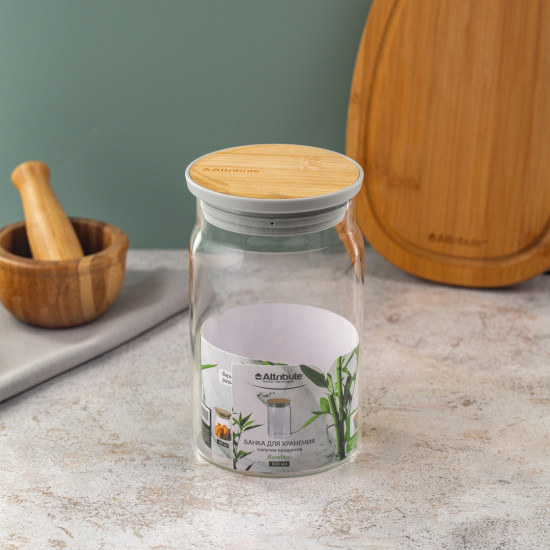 Банка из боросиликатного стекла для хранения сыпучих продуктов Bamboo